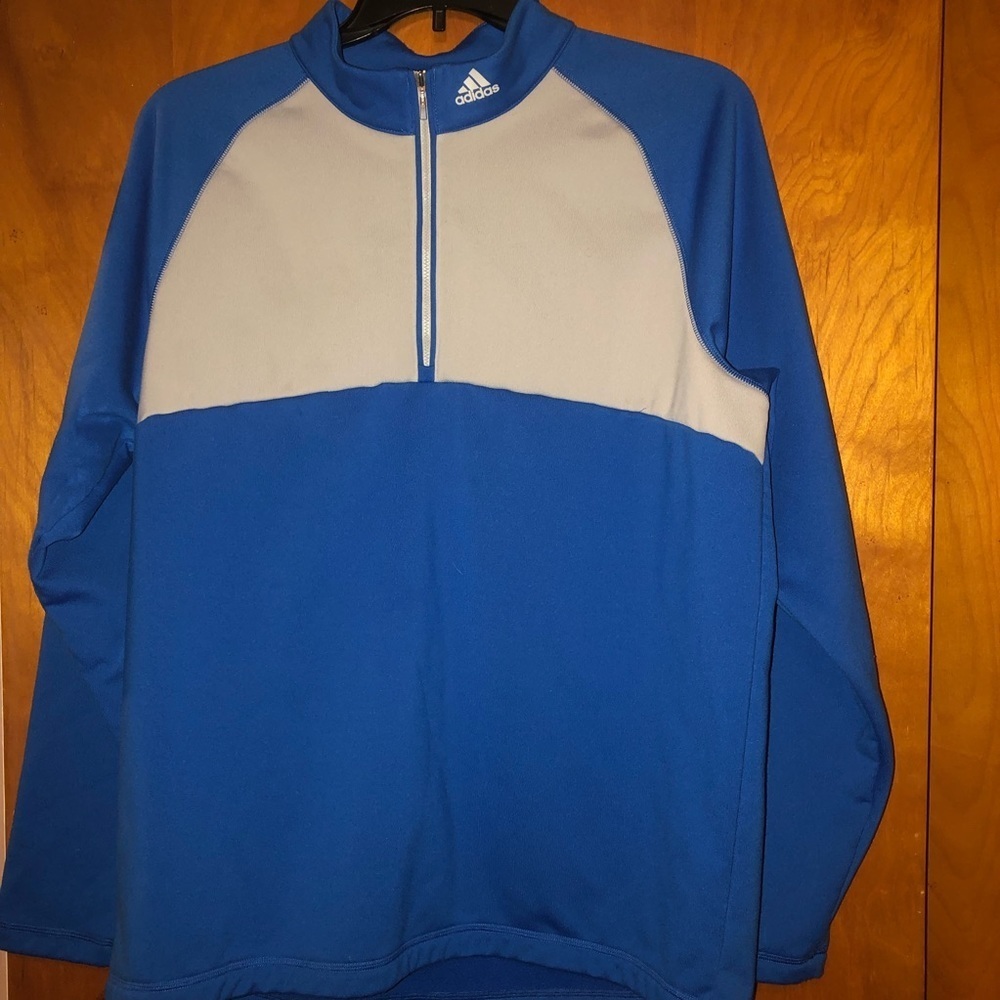 adidas 1/4 zip blue sweatshirt pullover jacket L